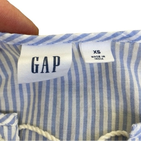 Gap Striped Embroidered Eyelet Tiered Peasant Blouse Tassels Puff Sleeves Sz XS - Picture 16 of 16